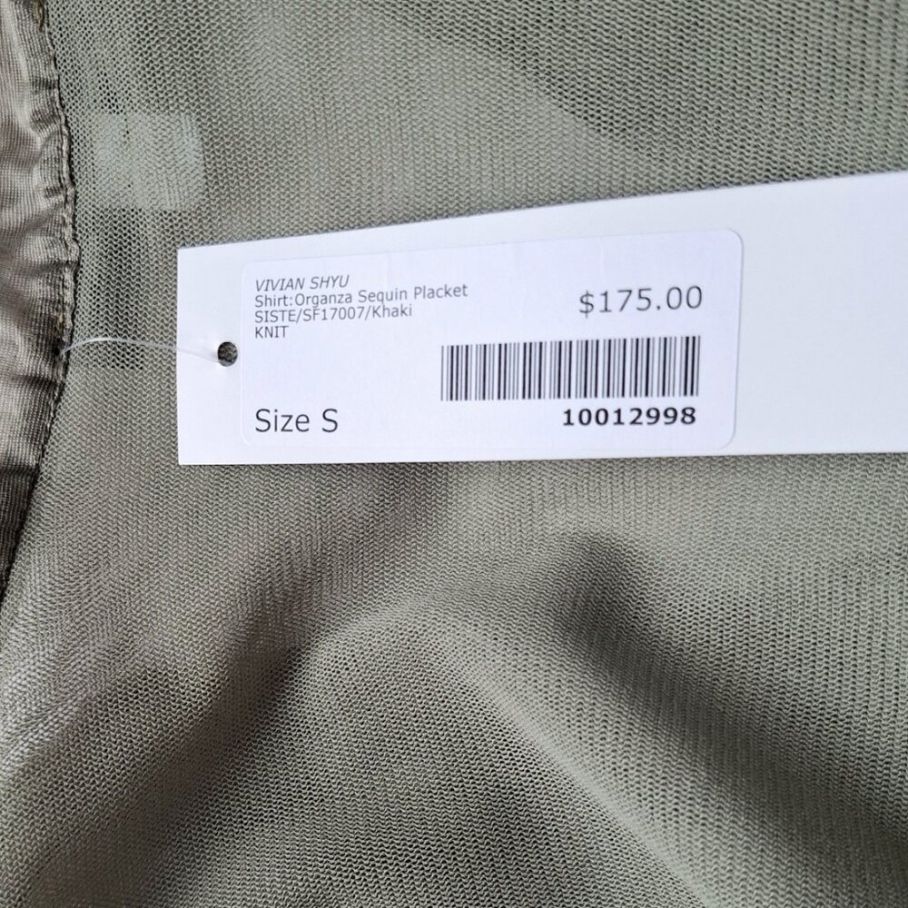 Made In Italy Brand New Vintage Vivian Shyu Organza Sequence Placket top - Picture 9 of 14